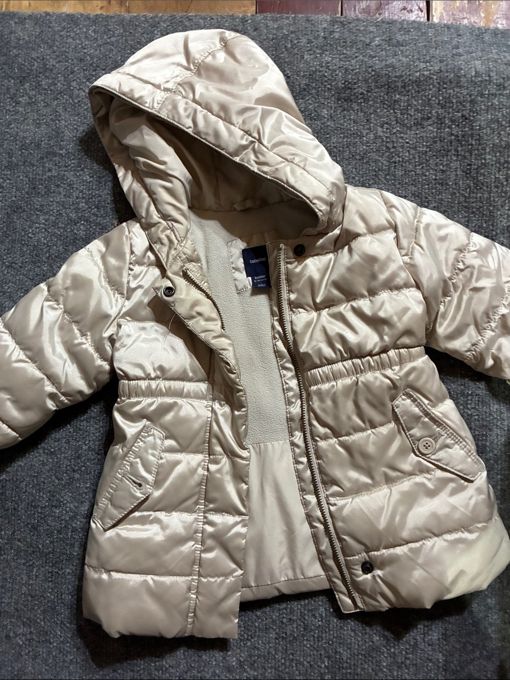 GAP Girls Cream Hooded Puffer Jacket
